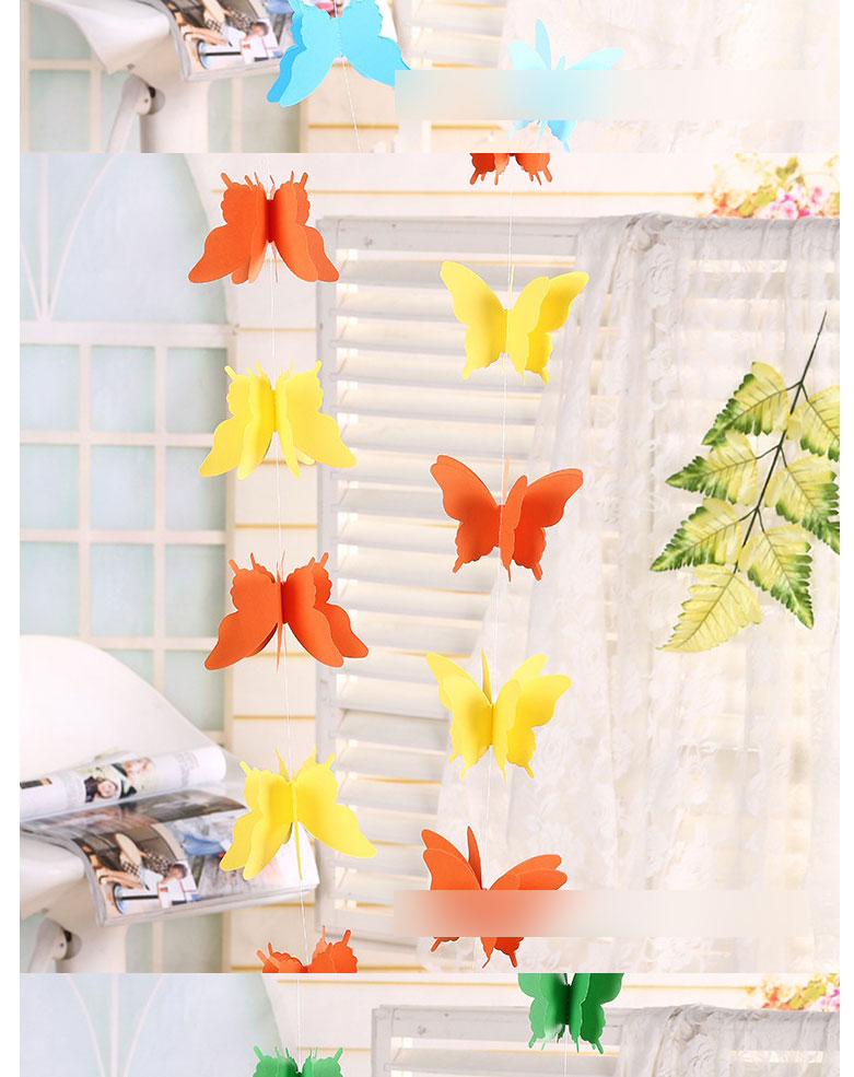 Fashion Red Butterfly 3 Meters Colorful Butterfly Three-dimensional Paper Garland,Festival & Party Supplies