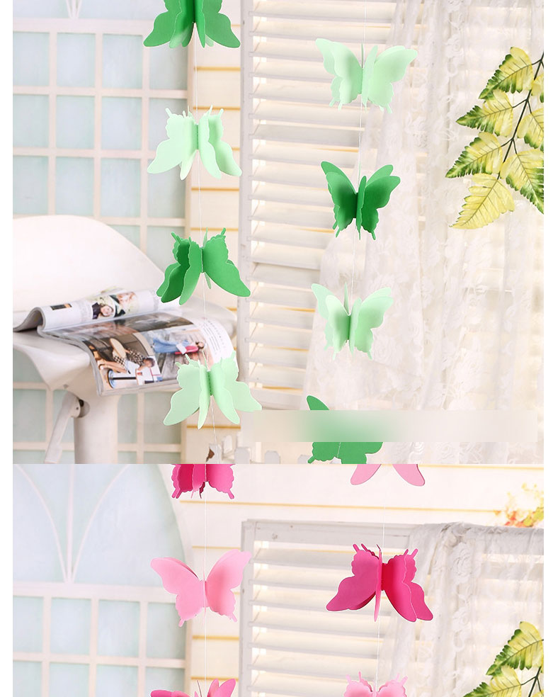 Fashion Gradient Blue Butterfly 3 Meters Colorful Butterfly Three-dimensional Paper Garland,Festival & Party Supplies