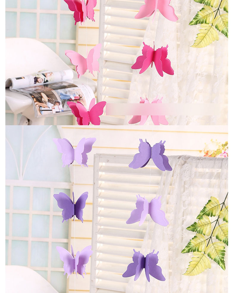 Fashion Gradient Blue Butterfly 3 Meters Colorful Butterfly Three-dimensional Paper Garland,Festival & Party Supplies