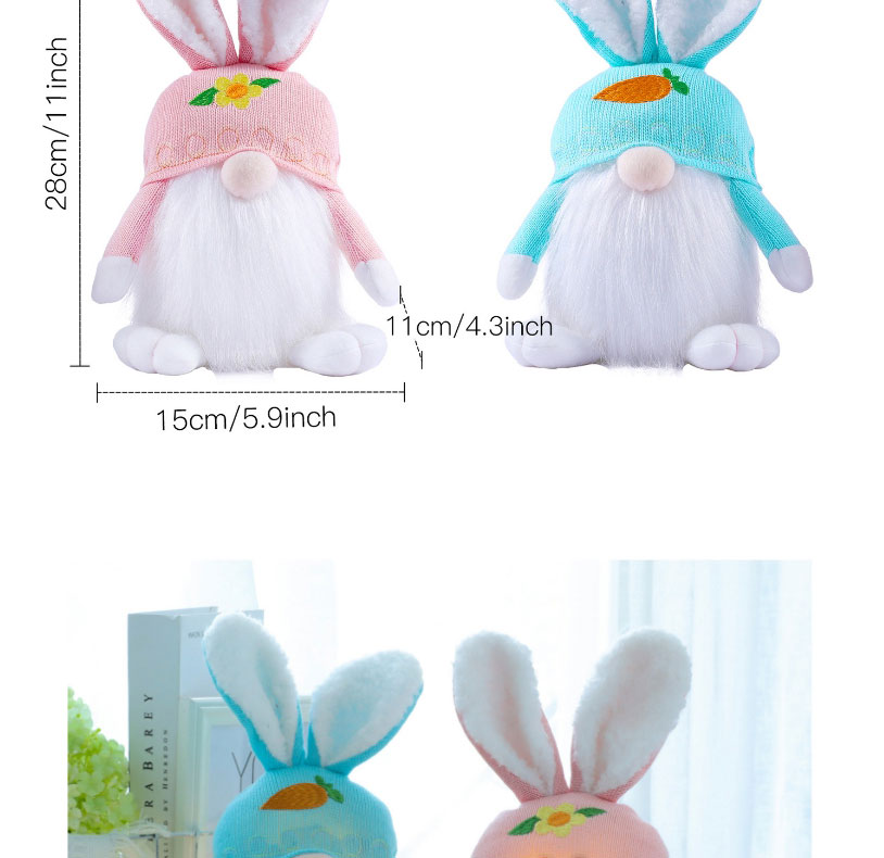 Fashion Pink Bunny Luminous Easter Knitted Woolen Bunny Doll (without Battery),Household goods