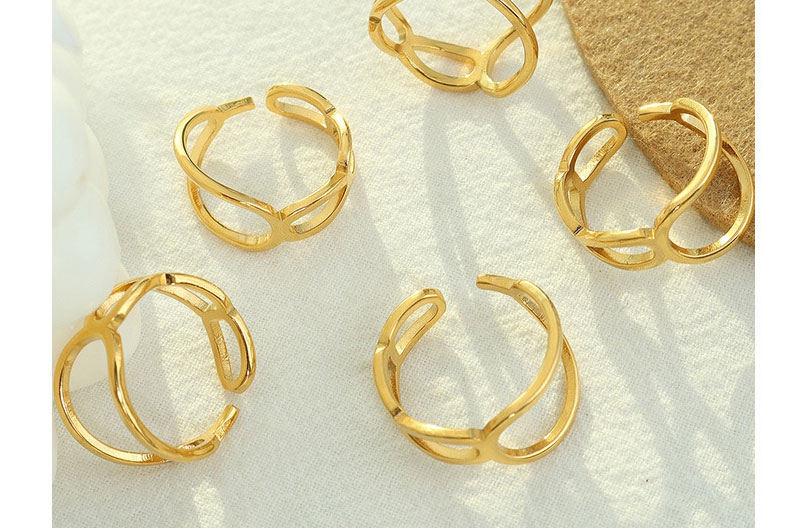 Fashion Gold Titanium Steel Geometric Figure 8 Open Ring,Rings