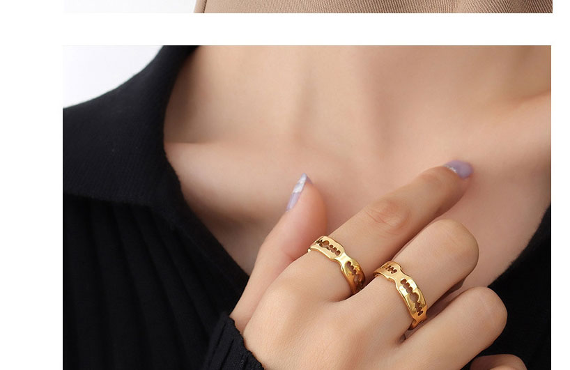 Fashion Steel Color Stainless Steel Gold-plated Geometric Hollow C-shaped Open Ring,Rings