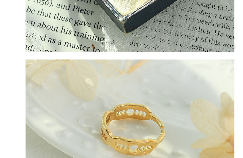 Fashion Gold Stainless Steel Gold-plated Geometric Hollow C-shaped Open Ring,Rings