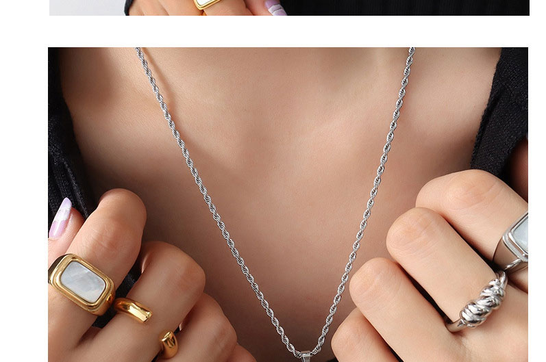 Fashion Gold Stainless Steel Gold-plated Twist Square Necklace,Necklaces