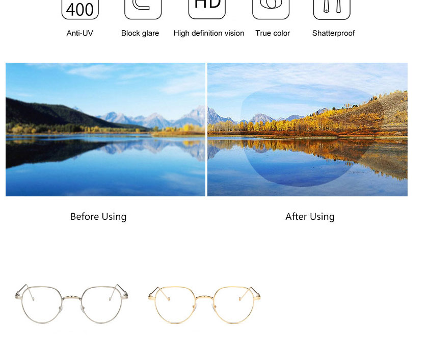 Fashion Gold Metal Flat Glasses Frame,Fashion Glasses