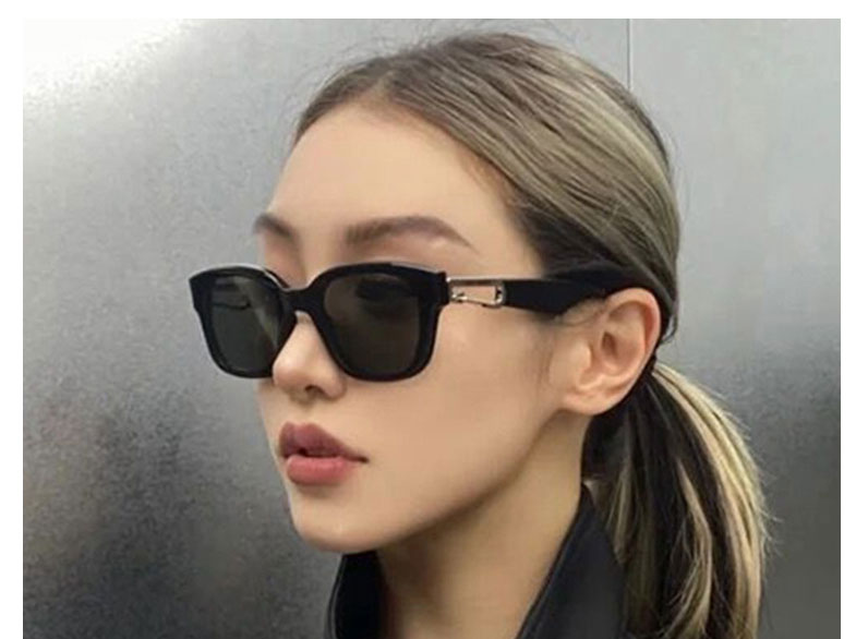 Fashion Beige Tea Slices Large Frame Sunglasses With Buckle,Women Sunglasses