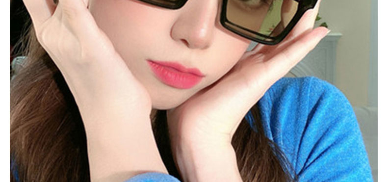 Fashion On The Blue And Under The Tea Large Square Frame Hollow Sunglasses,Women Sunglasses
