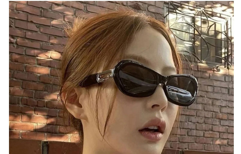 Fashion Beige Tea Slices Oval Sunglasses With Buckle,Women Sunglasses
