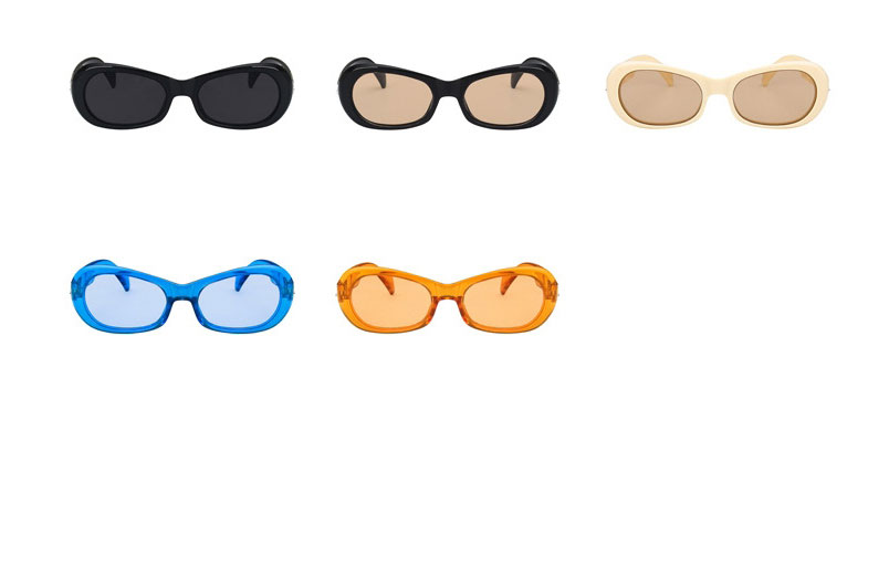 Fashion Beige Tea Slices Oval Sunglasses With Buckle,Women Sunglasses