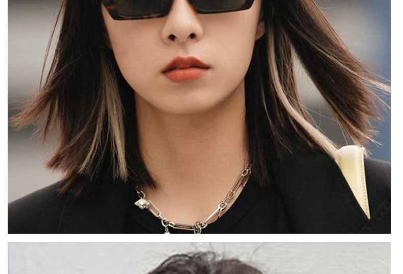 Fashion Ivory White Tea Chips Square Frame Sunglasses,Women Sunglasses