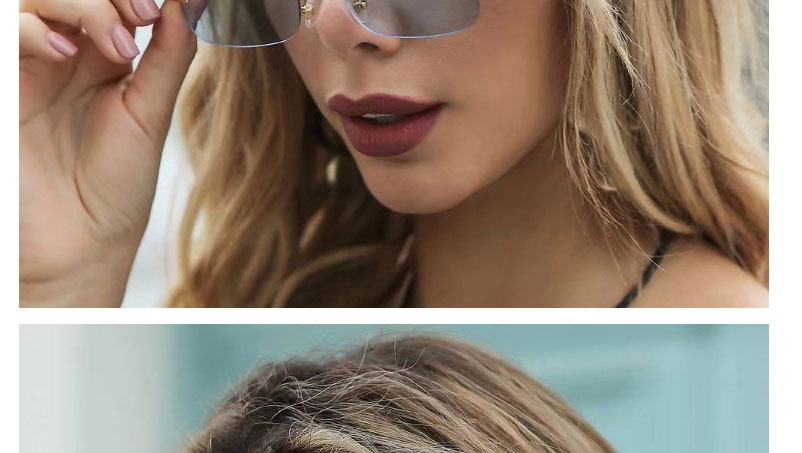 Fashion Double Gray Cheetah Frameless Square Sunglasses,Women Sunglasses