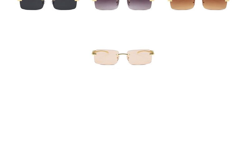 Fashion Transparent White Cheetah Frameless Square Sunglasses,Women Sunglasses