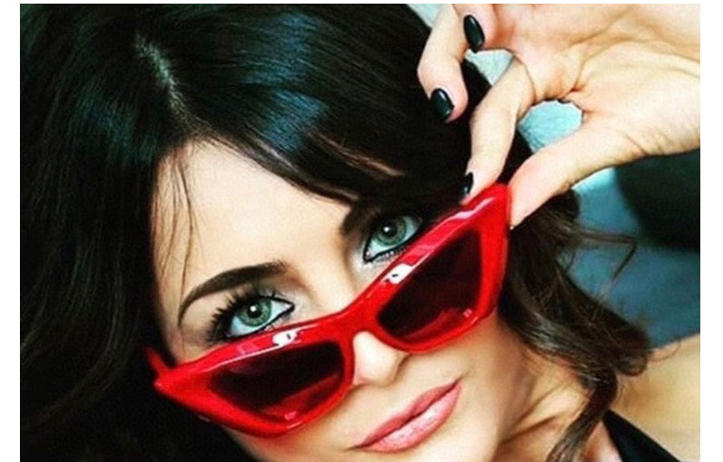 Fashion Red And Grey Tablets Triangle Cat Eye Sunglasses,Women Sunglasses