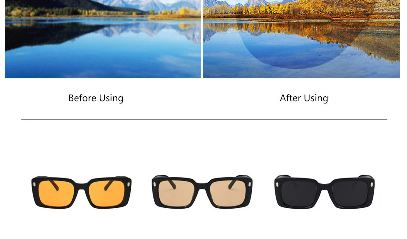 Fashion Bright Black Orange Slices Rice Nail Square Sunglasses,Women Sunglasses