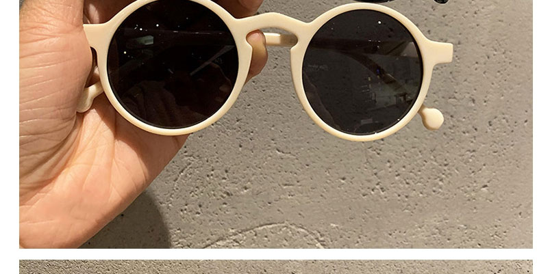 Fashion Beige Gray Flakes Round Studded Sunglasses,Women Sunglasses
