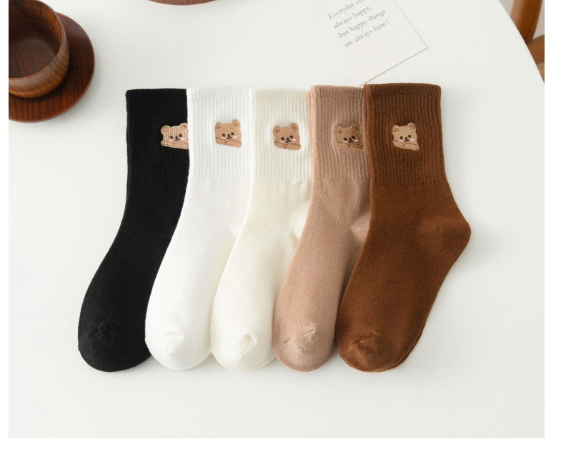 Fashion Coffee Bear Embroidered Tube Socks,Fashion Socks