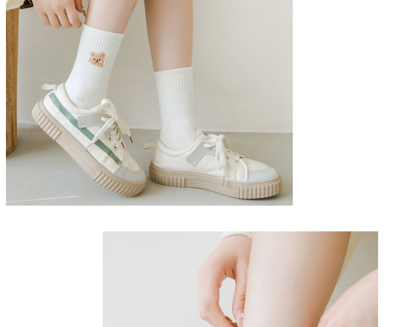Fashion Milky White Bear Embroidered Tube Socks,Fashion Socks