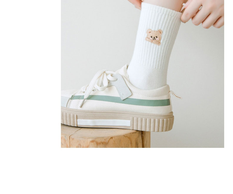 Fashion Milky White Bear Embroidered Tube Socks,Fashion Socks