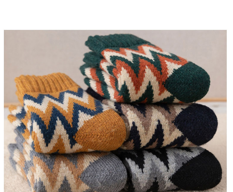 Fashion Black Geometric Print Wool Socks,Fashion Socks