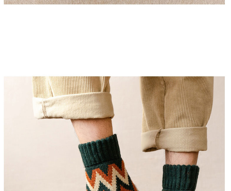 Fashion Dark Green Geometric Print Wool Socks,Fashion Socks