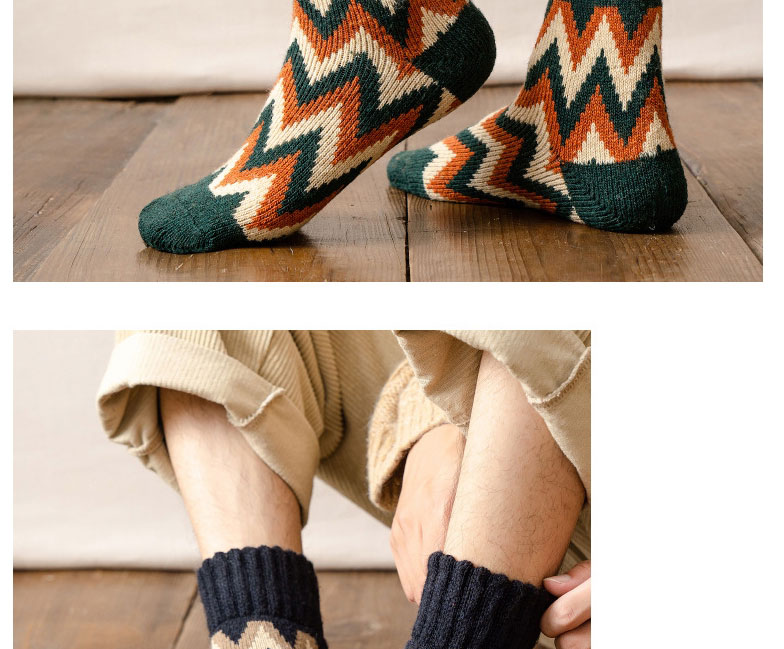 Fashion Dark Green Geometric Print Wool Socks,Fashion Socks