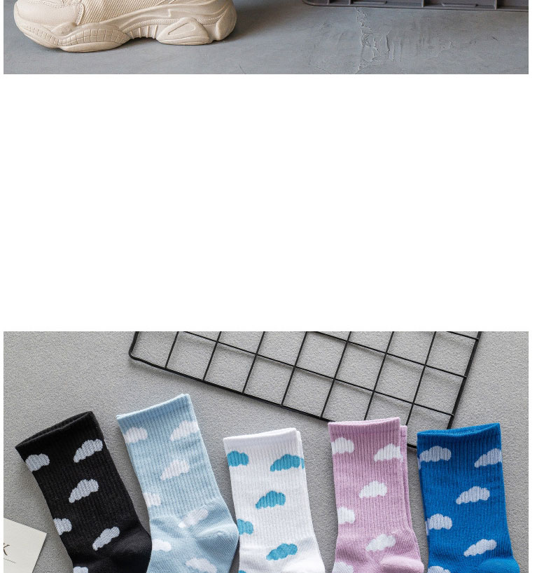 Fashion Light Blue Cloud Print Socks,Fashion Socks