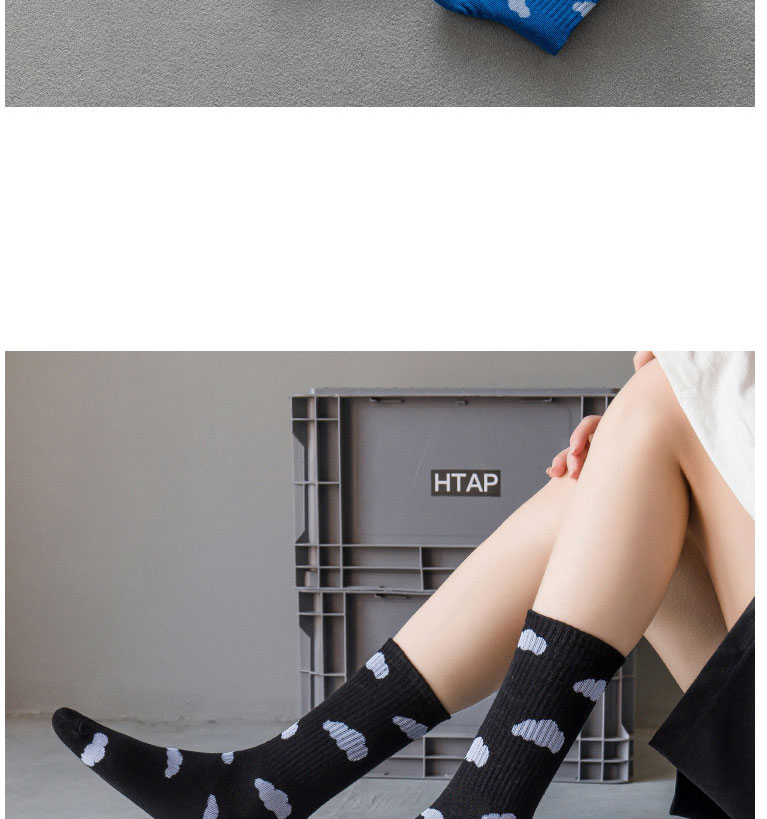 Fashion Dark Blue Cloud Print Socks,Fashion Socks