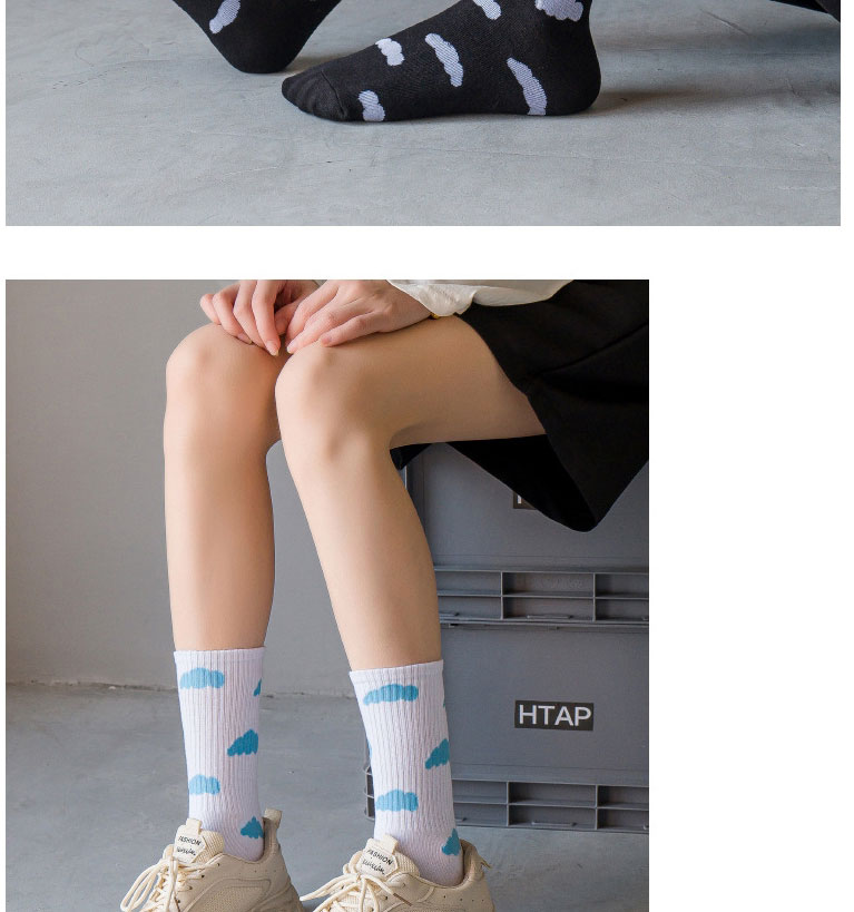 Fashion Light Blue Cloud Print Socks,Fashion Socks