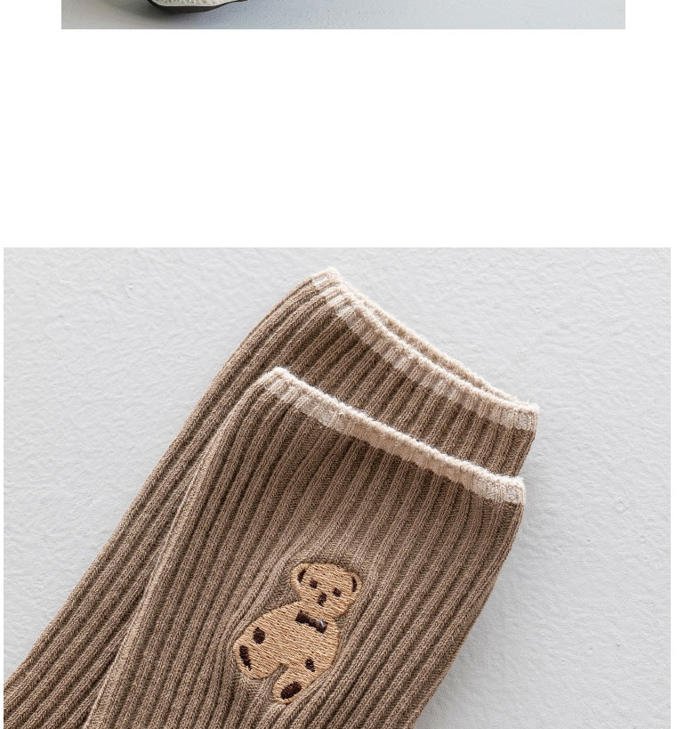 Fashion Light Coffee Cartoon Bear Embroidered Tube Socks,Fashion Socks