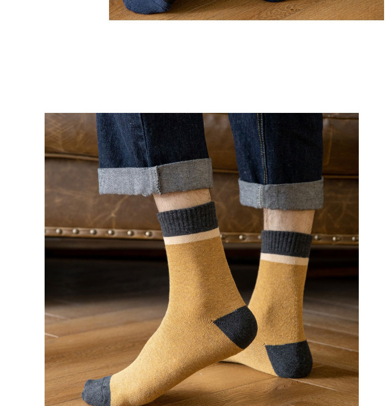 Fashion Yellow Color Block Cotton Socks,Fashion Socks