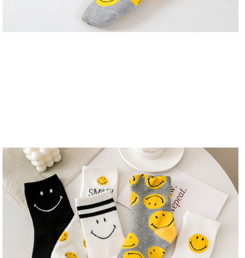 Fashion White Full Body Smiley Smiley Embroidered Cotton Tube Socks,Fashion Socks