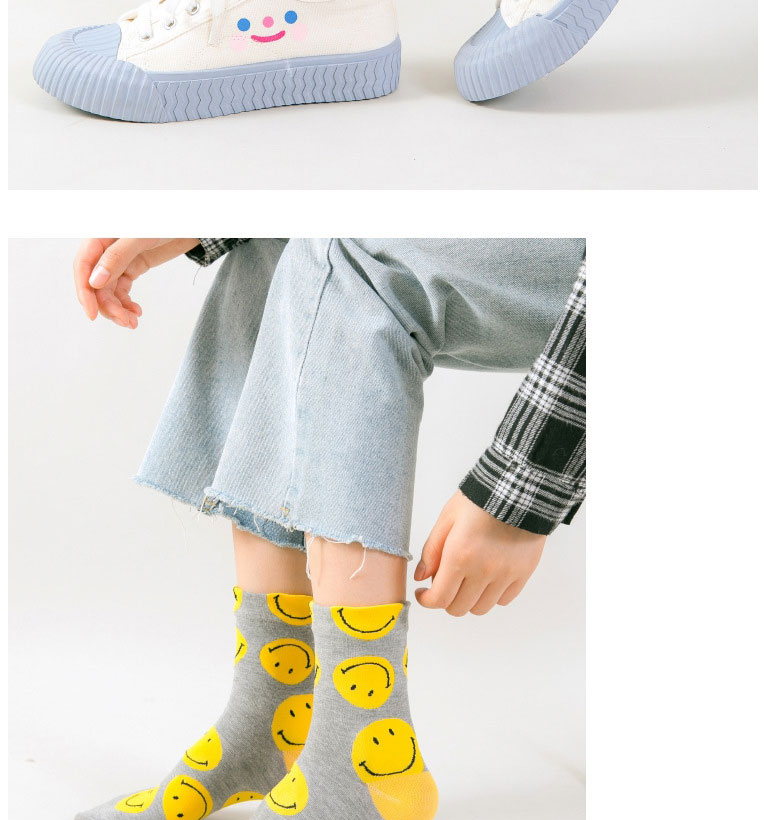 Fashion Grey Smiley Embroidered Cotton Tube Socks,Fashion Socks