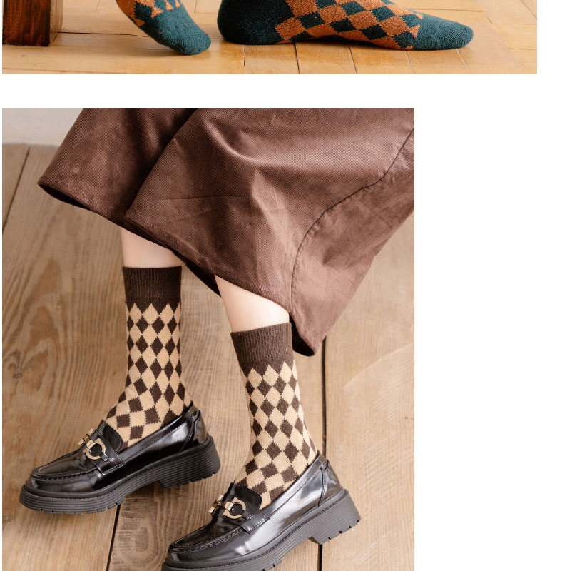 Fashion Brown Diamond Wool Socks,Fashion Socks