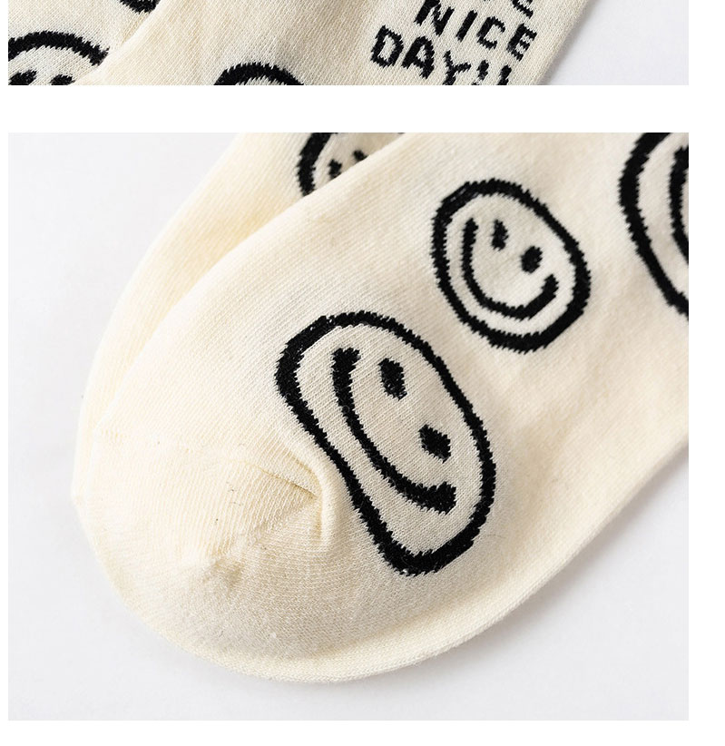 Fashion Black Letters Smiley Embroidered Cotton Tube Socks,Fashion Socks