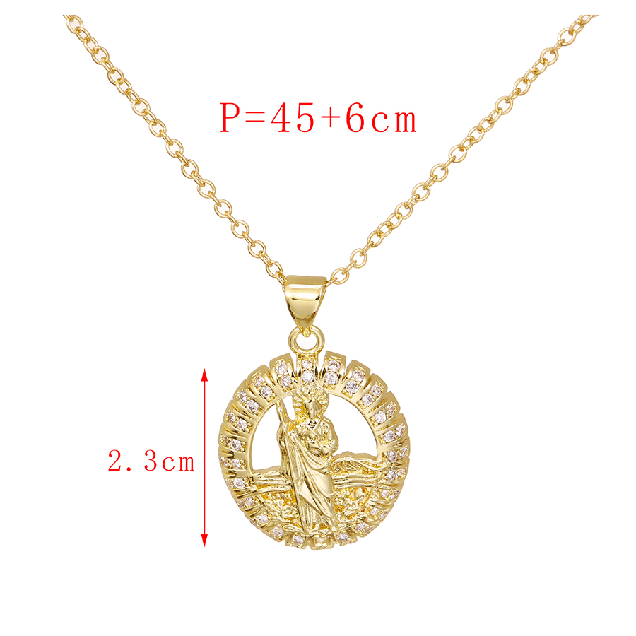 Fashion Gold Copper Inlaid Zirconium Portrait Necklace,Necklaces