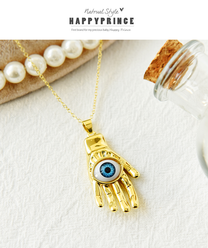 Fashion Gold Copper Inlaid Zirconium Palm Eye Necklace,Necklaces