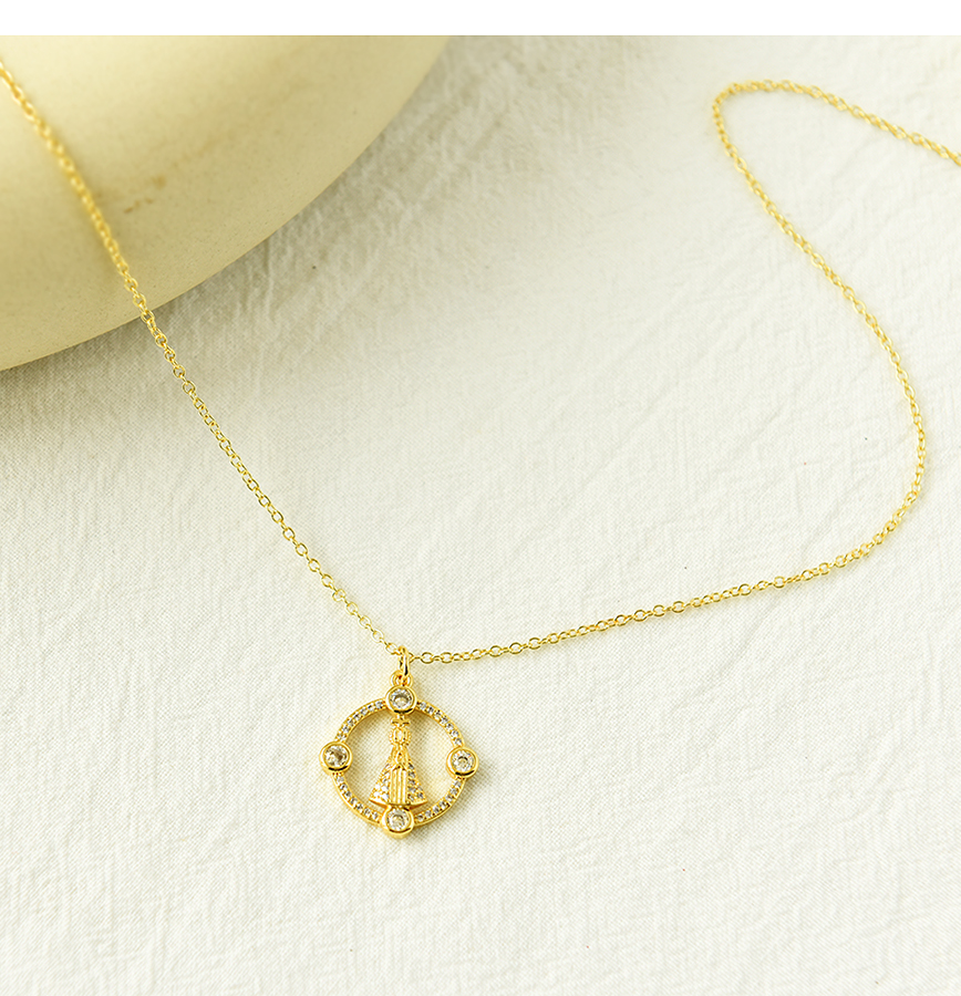 Fashion Gold Copper Inlaid Zirconium Geometric Necklace,Necklaces