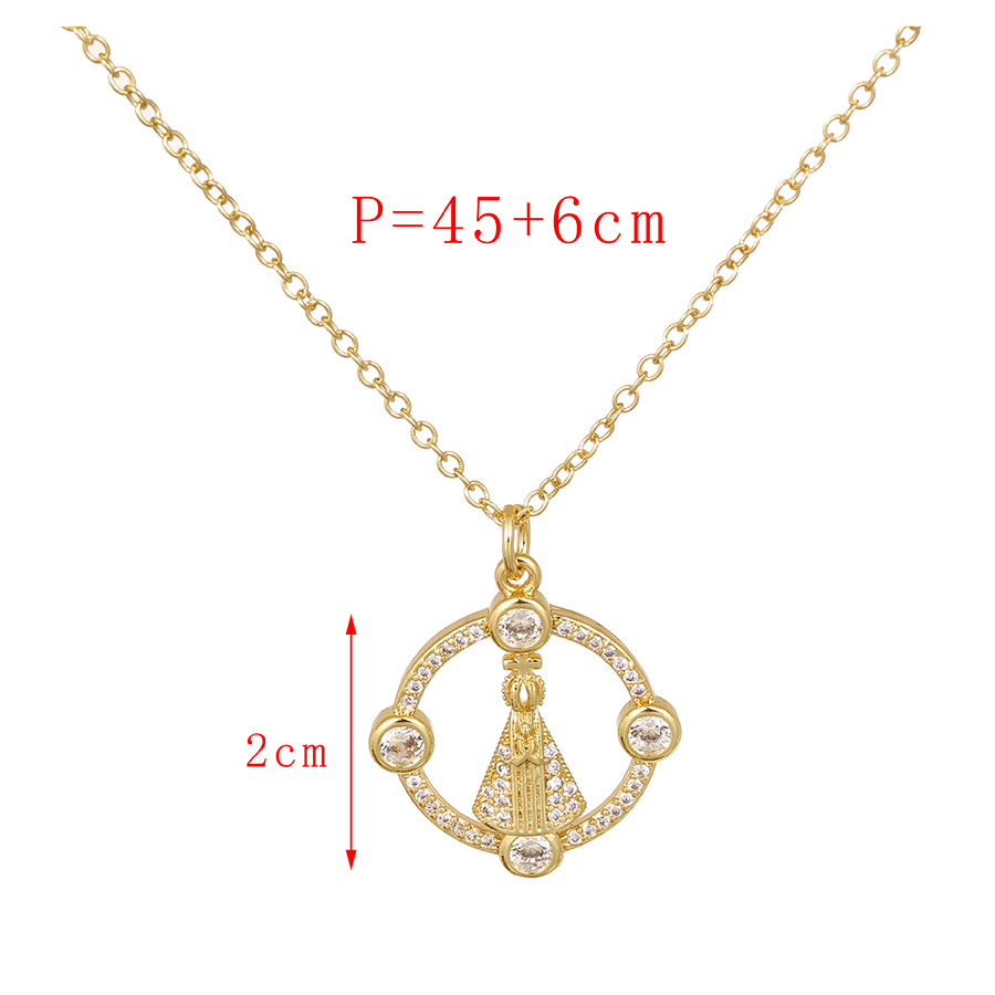 Fashion Gold Copper Inlaid Zirconium Geometric Necklace,Necklaces