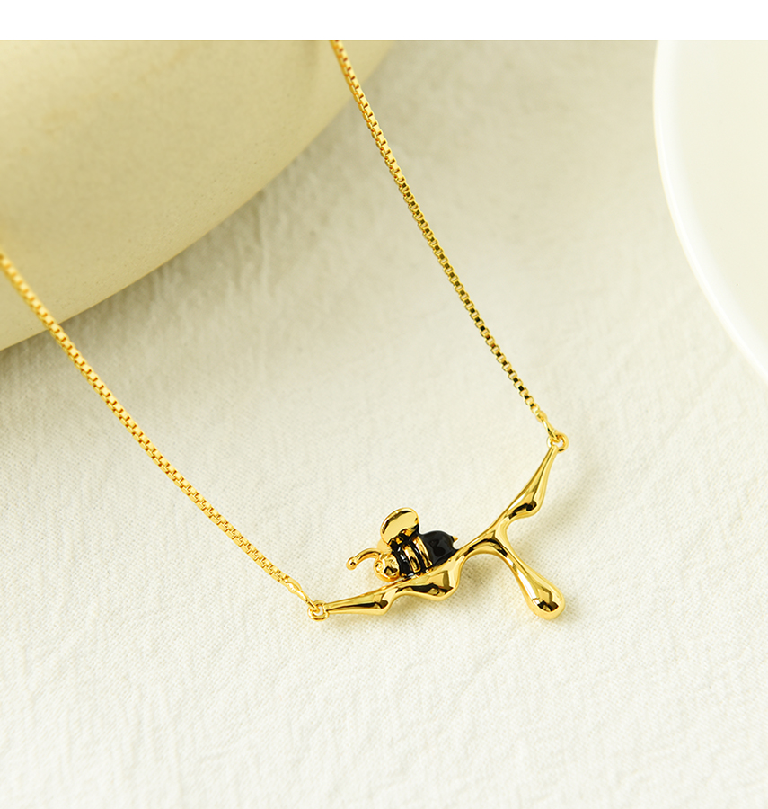 Fashion Gold Copper Drop Oil Bee Necklace,Necklaces