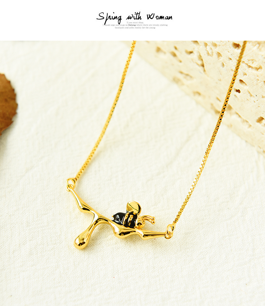 Fashion Gold Copper Drop Oil Bee Necklace,Necklaces