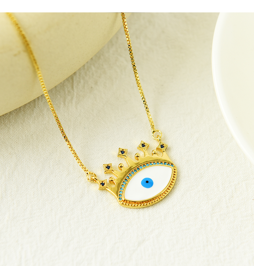 Fashion Gold Copper Inlaid Zirconium Drip Oil Eye Necklace,Necklaces