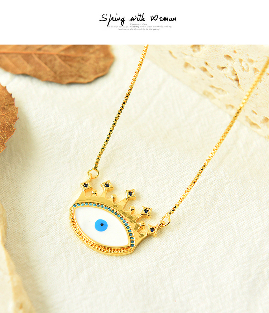 Fashion Gold Copper Inlaid Zirconium Drip Oil Eye Necklace,Necklaces
