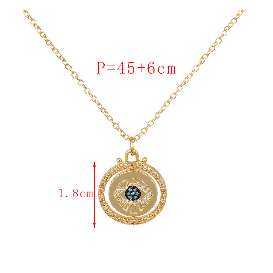 Fashion Gold Copper Inlaid Zirconium Round Eye Necklace,Necklaces