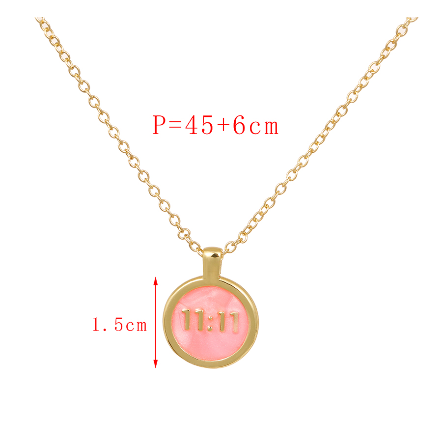 Fashion White Copper Drop Oil Round Number Necklace,Necklaces