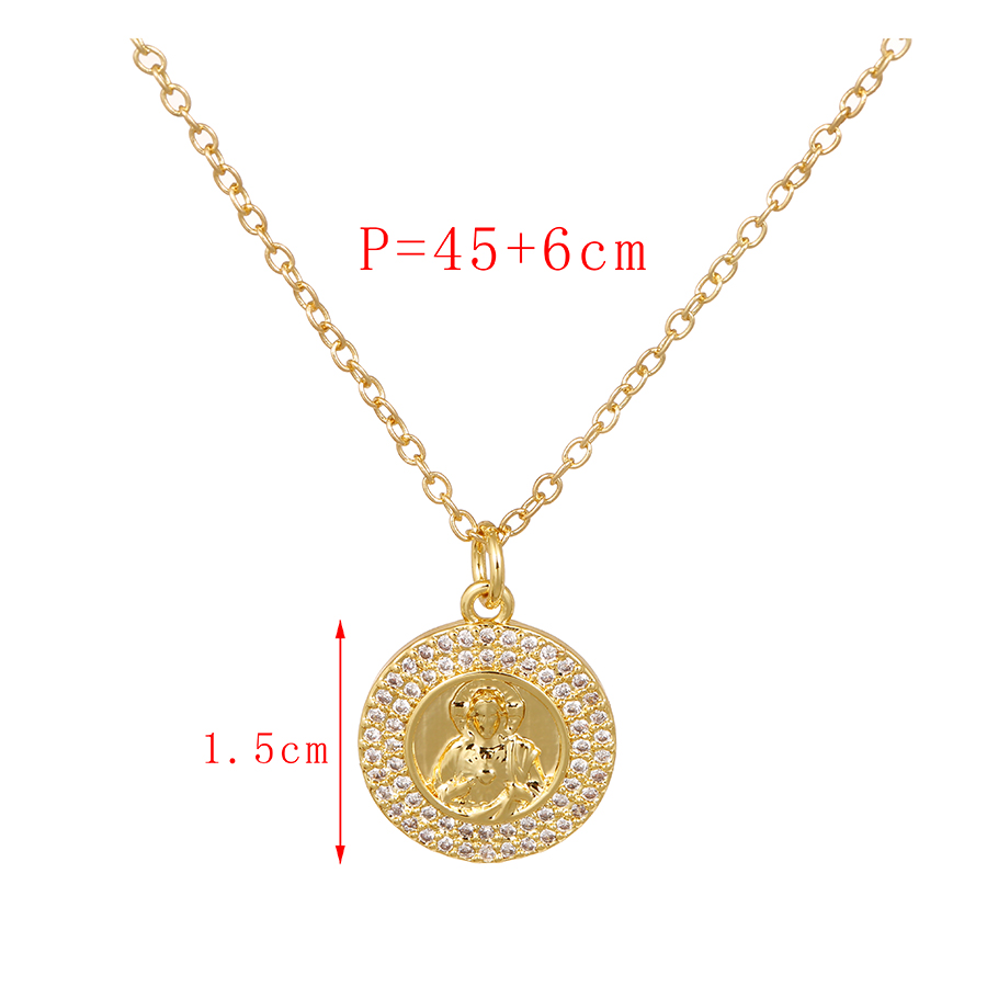 Fashion Gold Copper Inlaid Zirconium Portrait Necklace,Necklaces