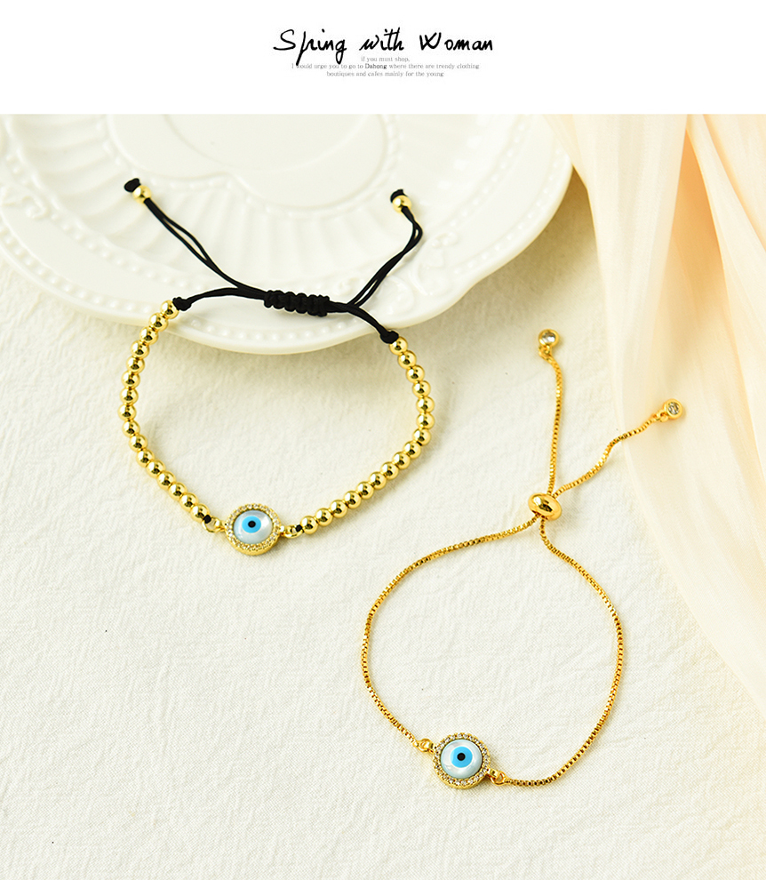 Fashion Golden-2 Copper Inlaid Zirconium Beaded Eye Bracelet,Bracelets