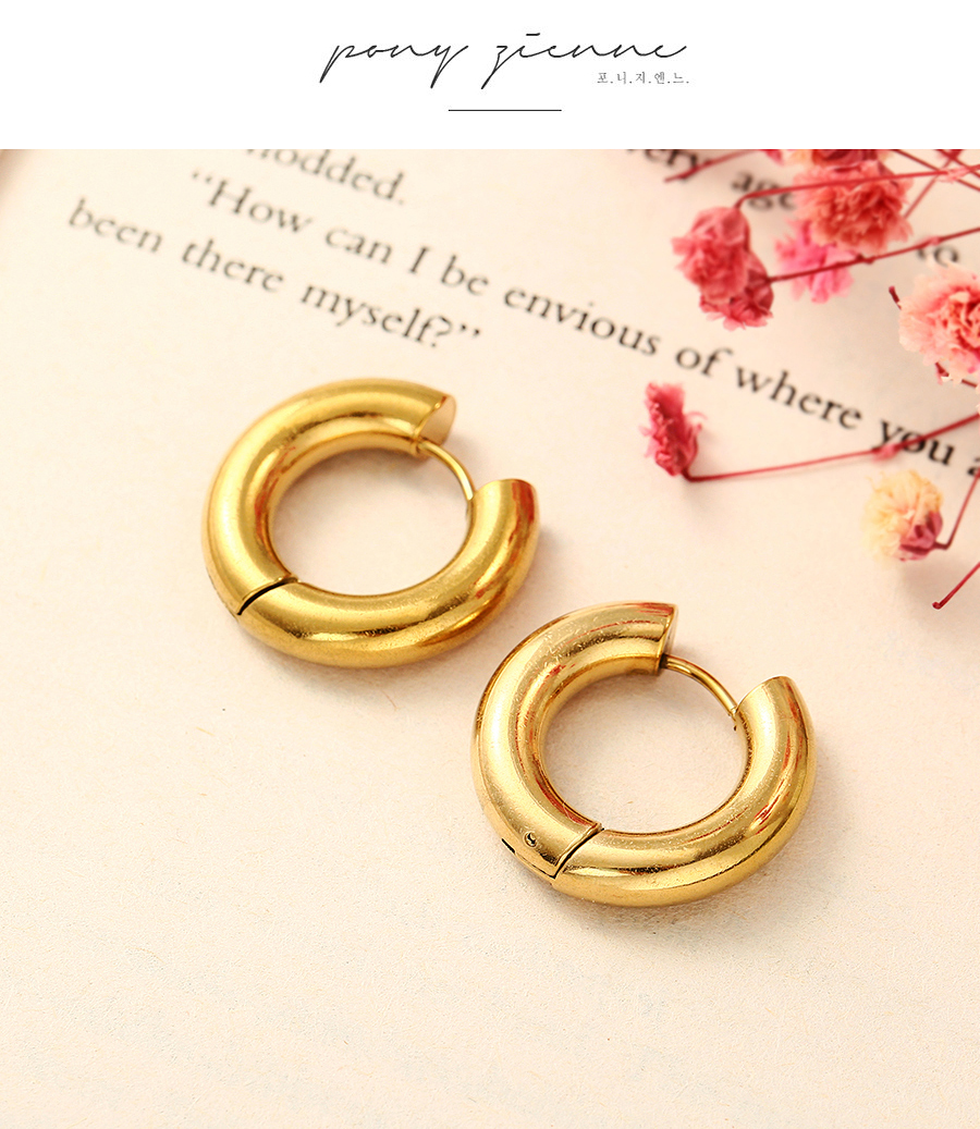 Fashion Gold Titanium Steel Circle Ear Ring,Earrings