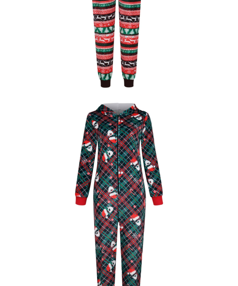 Fashion Red Bottom Elf Christmas Print Hooded One-piece Pajamas,CURVE SLEEP & LOUNGE