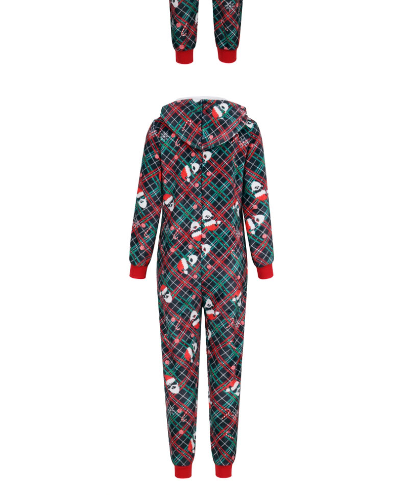 Fashion Red Star Christmas Print Hooded One-piece Pajamas,CURVE SLEEP & LOUNGE