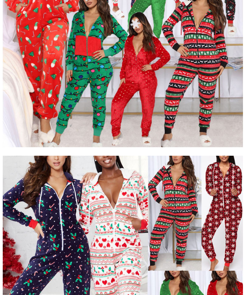 Fashion Stars On Green Background Christmas Print Hooded One-piece Pajamas,CURVE SLEEP & LOUNGE